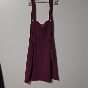 Elegant Burgundy Pinafore Dress